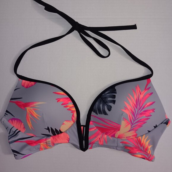 PINK VICTORIA'S SECRET TROPICAL PRINT BIKINI TOP - Picture 1 of 8